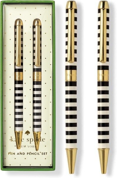 Kate Spade New York  Ballpoint Pen &  0.9mm Mechanical Pencil Set - Black Stripe