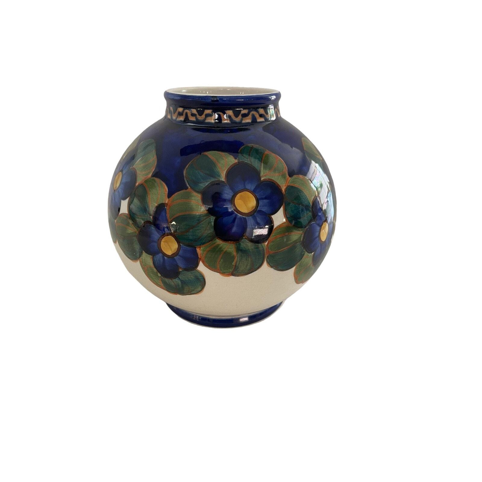 Royal Copenhagen Danish Aluminia Faience Vase with Hand-Painted Flowers #838/431