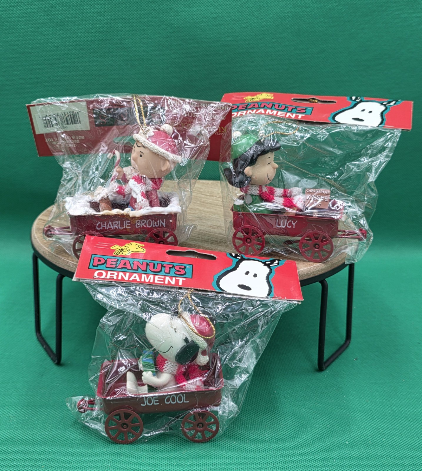 Vtg Kurt S Adler Peanuts Christmas Ornament Lot of 3 Charlie Brown Lucy Joe Cool