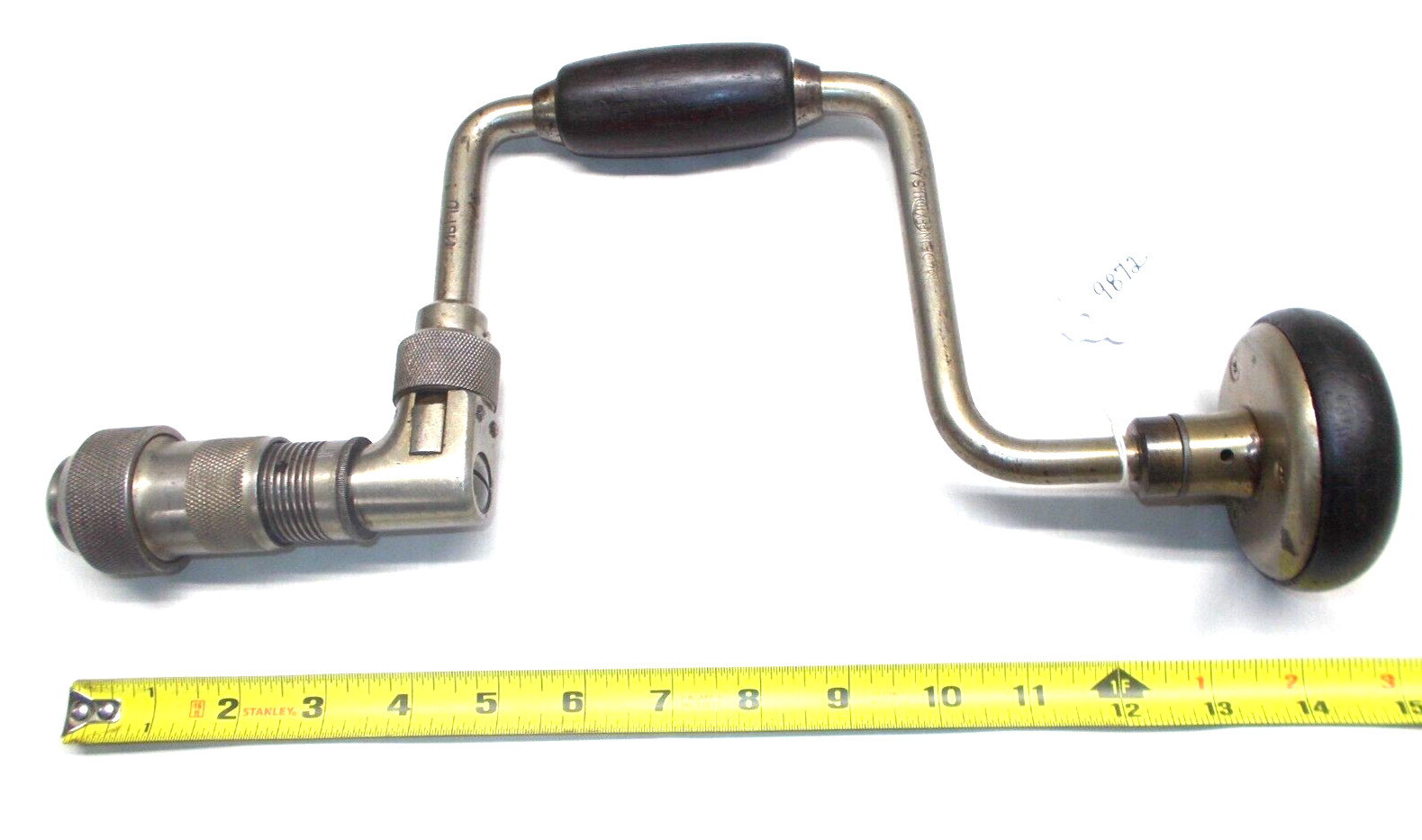 Brace, Vintage PEXTO MB1-10 Woodworkers Bit Brace with Flat Screwdriver Bit, USA