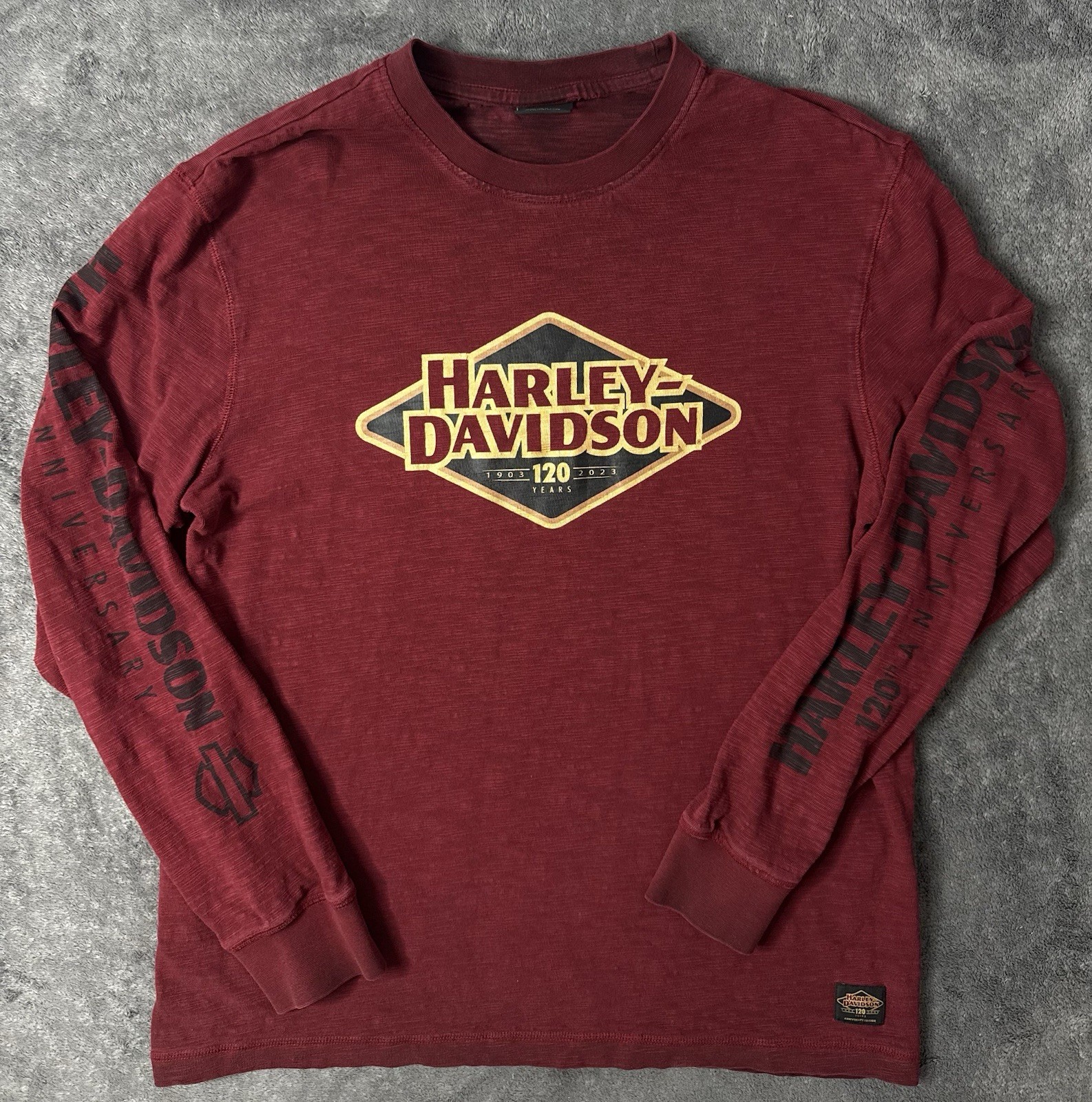 Harley-Davidson 120th Anniversary Long Sleeve Shirt Mens Large Merlot Red Harley-Davidson 120th Anniversary Long Sleeve Shirt Mens Large Merlot Red