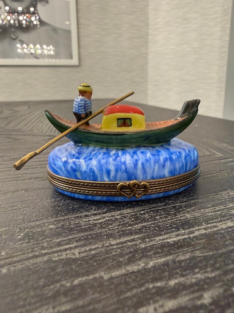 Limoges France French Home Venetian Gondola Gondolier Box Mask Interior 026/750