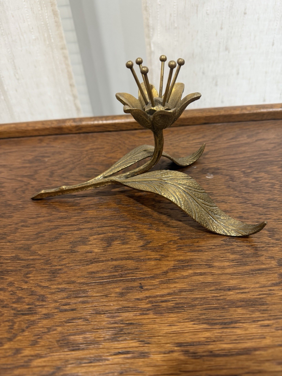 Vintage Hollywood Regency MCM Brass Lotus Flower Ashtray *No Petals*