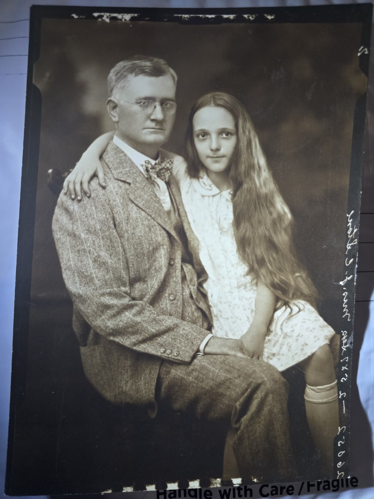 Antique Late 1800s To Early 1900s Studio Portrait – Father/Daughter