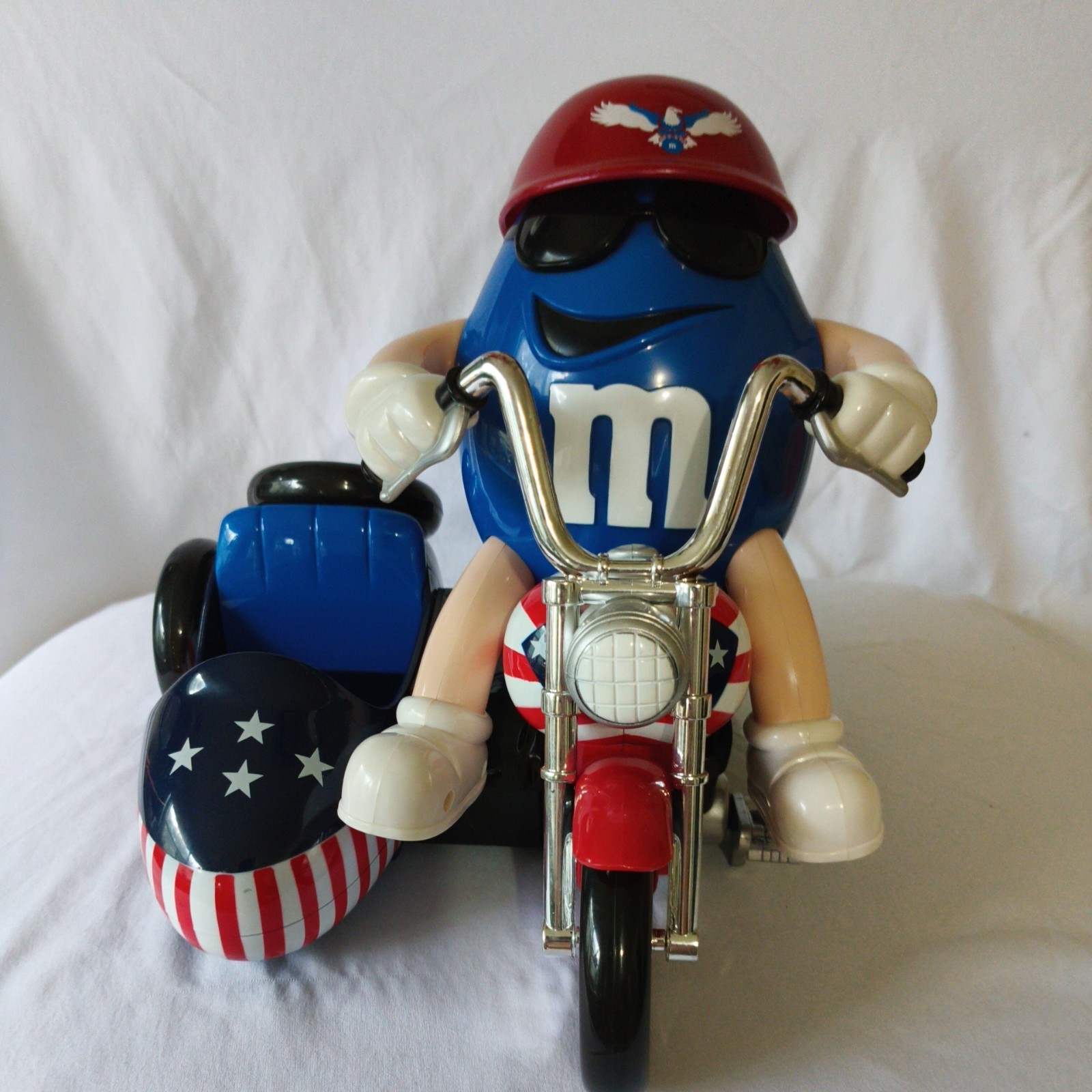 Exclusive Vintage M&Ms Red White & Blue Freedom Rider Motorcycle Candy Dispenser
