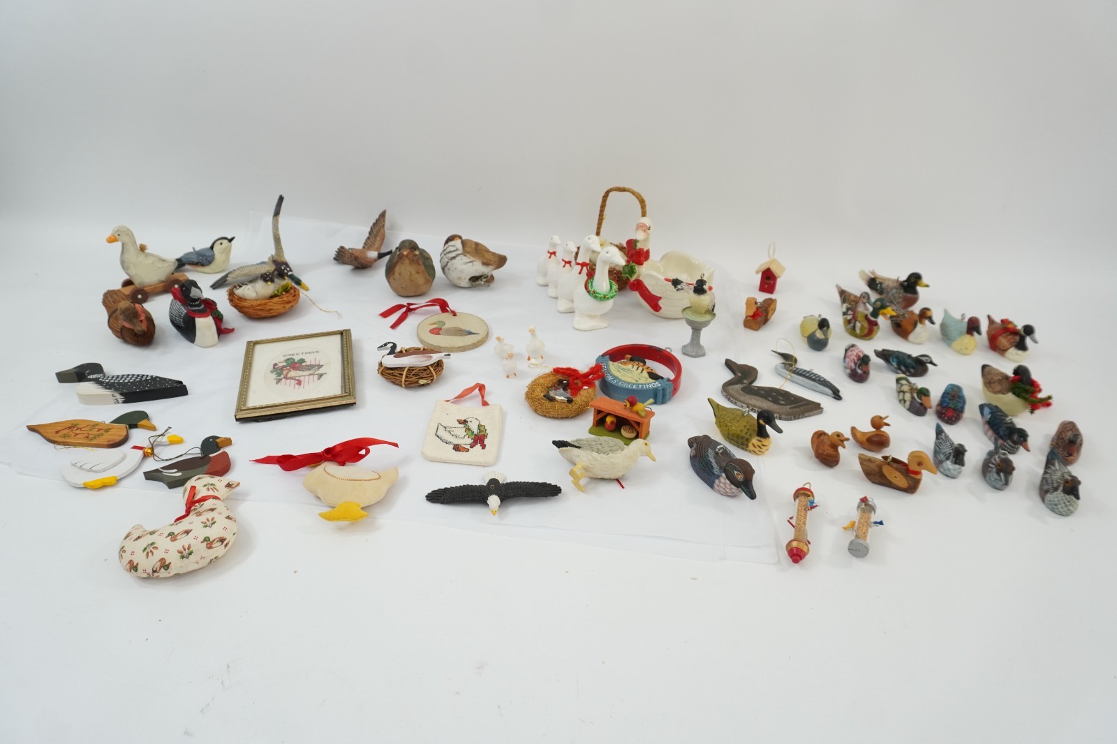 Bird Ornament Lot, 59 Pieces in Total, Cross Stitch, Porcelain, Resin RG108 Bird Ornament Lot, 59 Pieces in Total, Cross Stitch, Porcelain, Resin RG108