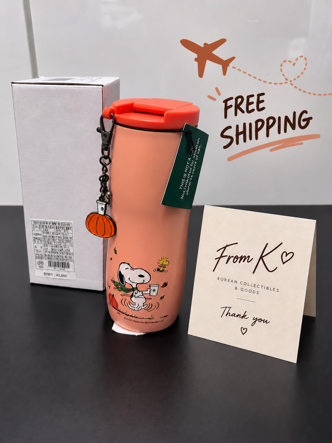 Starbucks Korea x Peanuts Snoopy Pumpkin Stainless Tumbler 473ml 16oz 2026 NEW