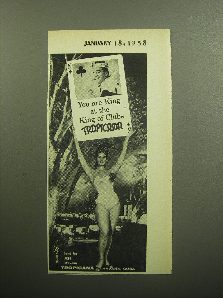 1958 Tropicana Club, Havana Cuba Ad - You are King at the King of Clubs