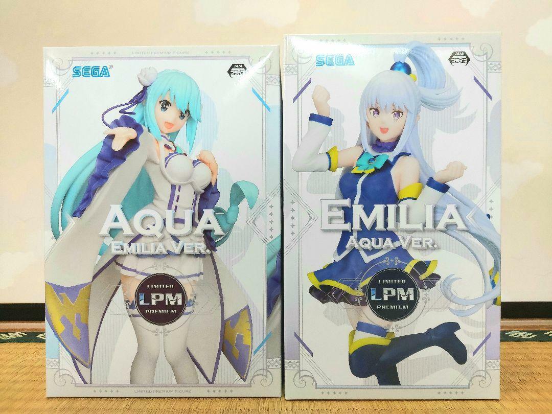 Re:zero Konosuba collaboration Figure Emilia & Aqua Ver. Set of 2 SEGA