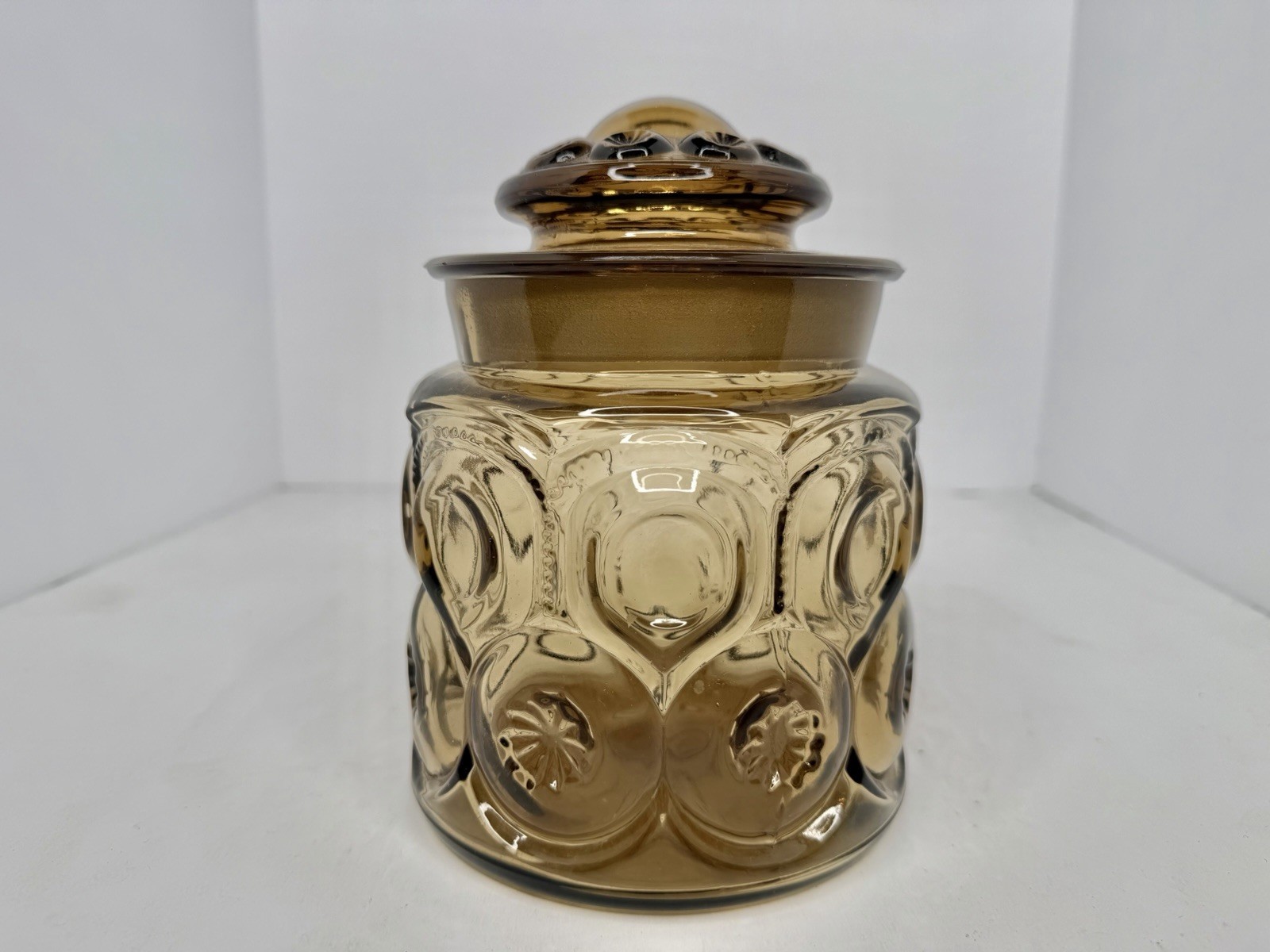 HTF Vintage MCM LE Smith Moon and Star Brown Canister 7” W/lid
