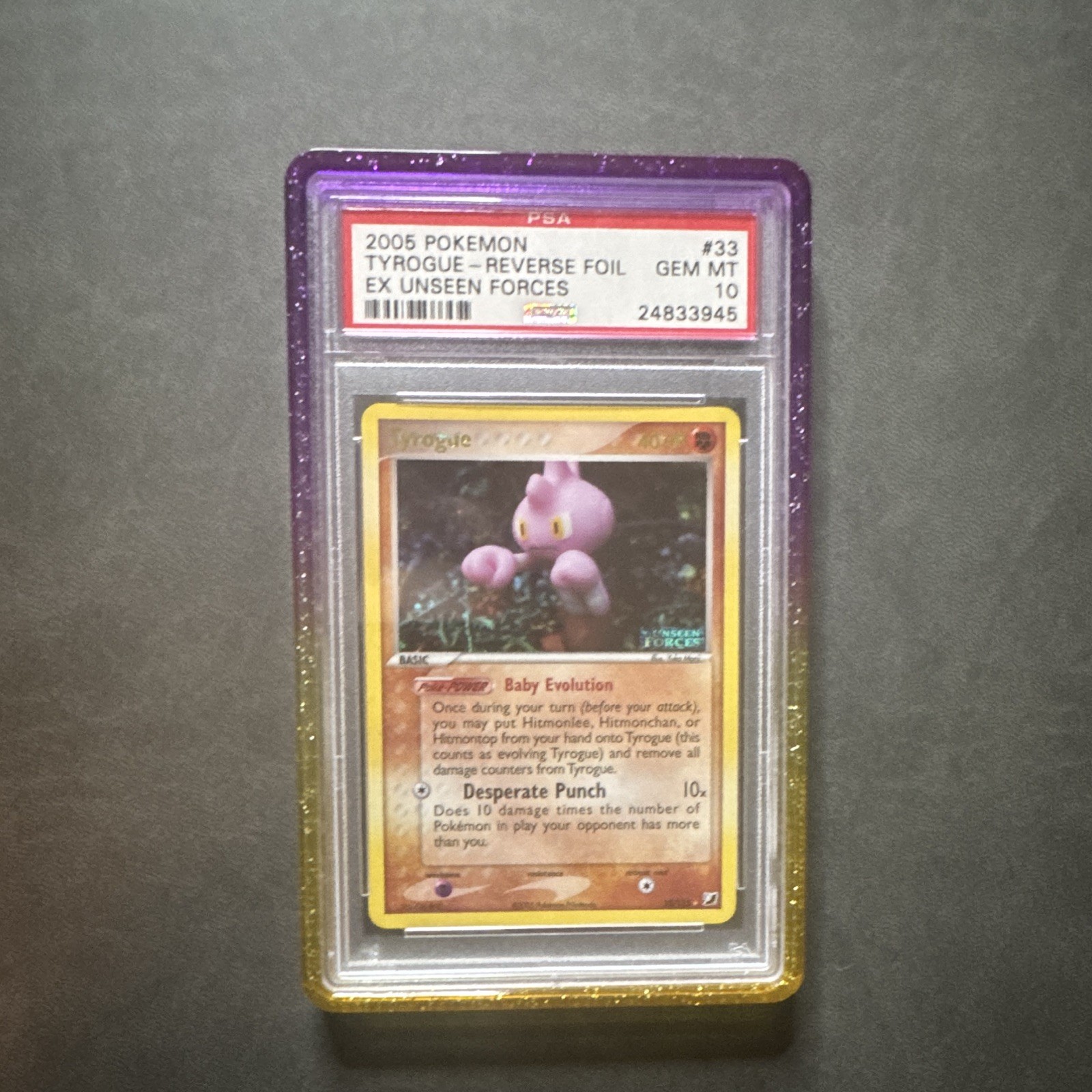 Pokémon 2005 EX Unseen Forces Tyrogue #33 Reverse Foil PSA 10(POP 31) Pokémon 2005 EX Unseen Forces Tyrogue #33 Reverse Foil PSA 10(POP 31)