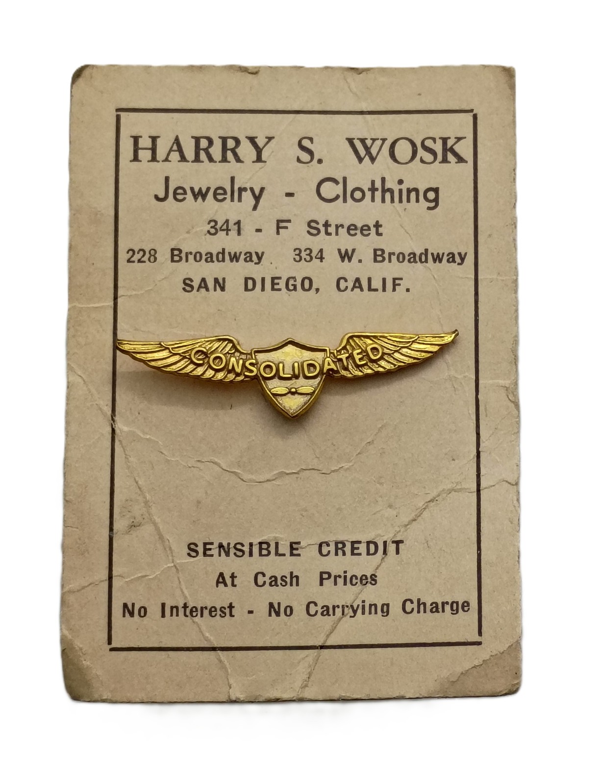 WWII Consolidated Aircraft Wings Pin