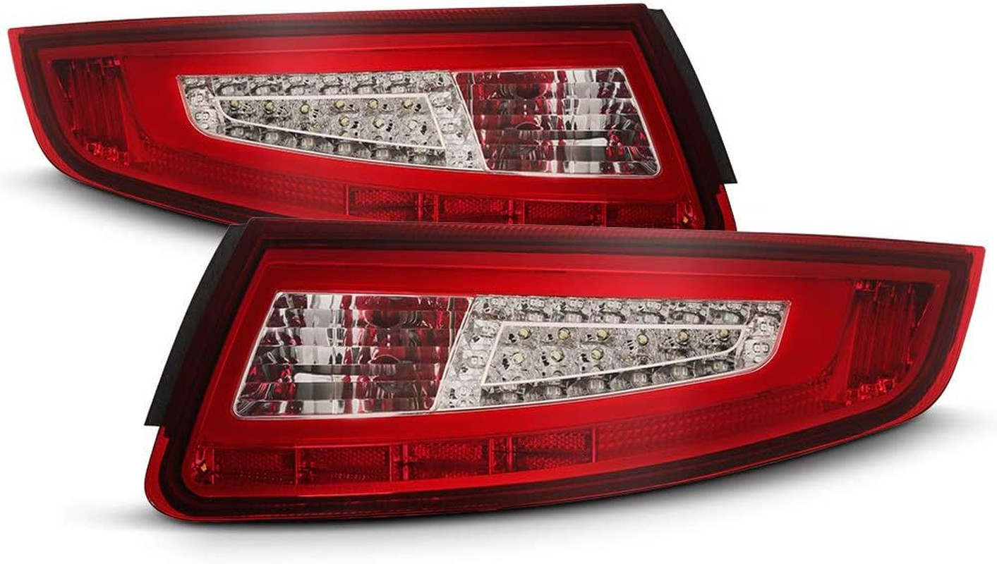 LED Tube Tail Lights Red Clear 2005-2009 Porsche 911 997 Carrera Turbo Pair