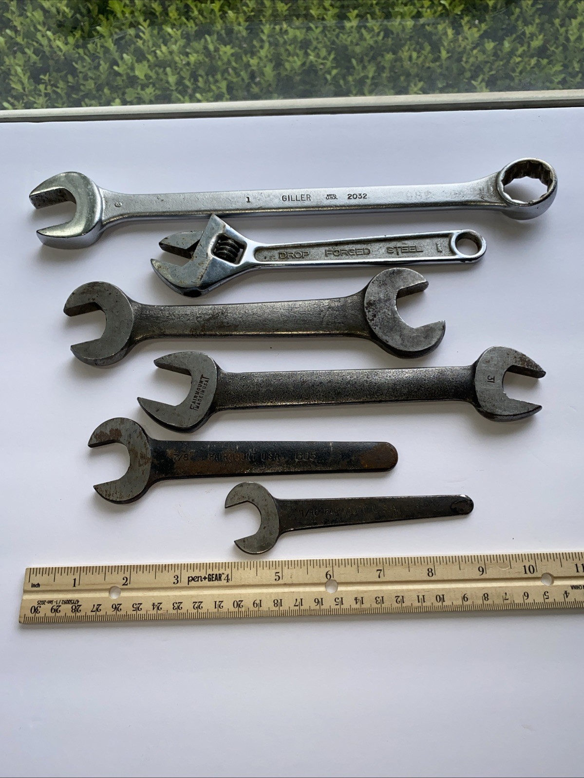 6 Old Wrenches: 3 Fairmount 31, 603, 605, Giller 12 pt #2032, 8\ 6 Old Wrenches: 3 Fairmount 31, 603, 605, Giller 12 pt #2032, 8\