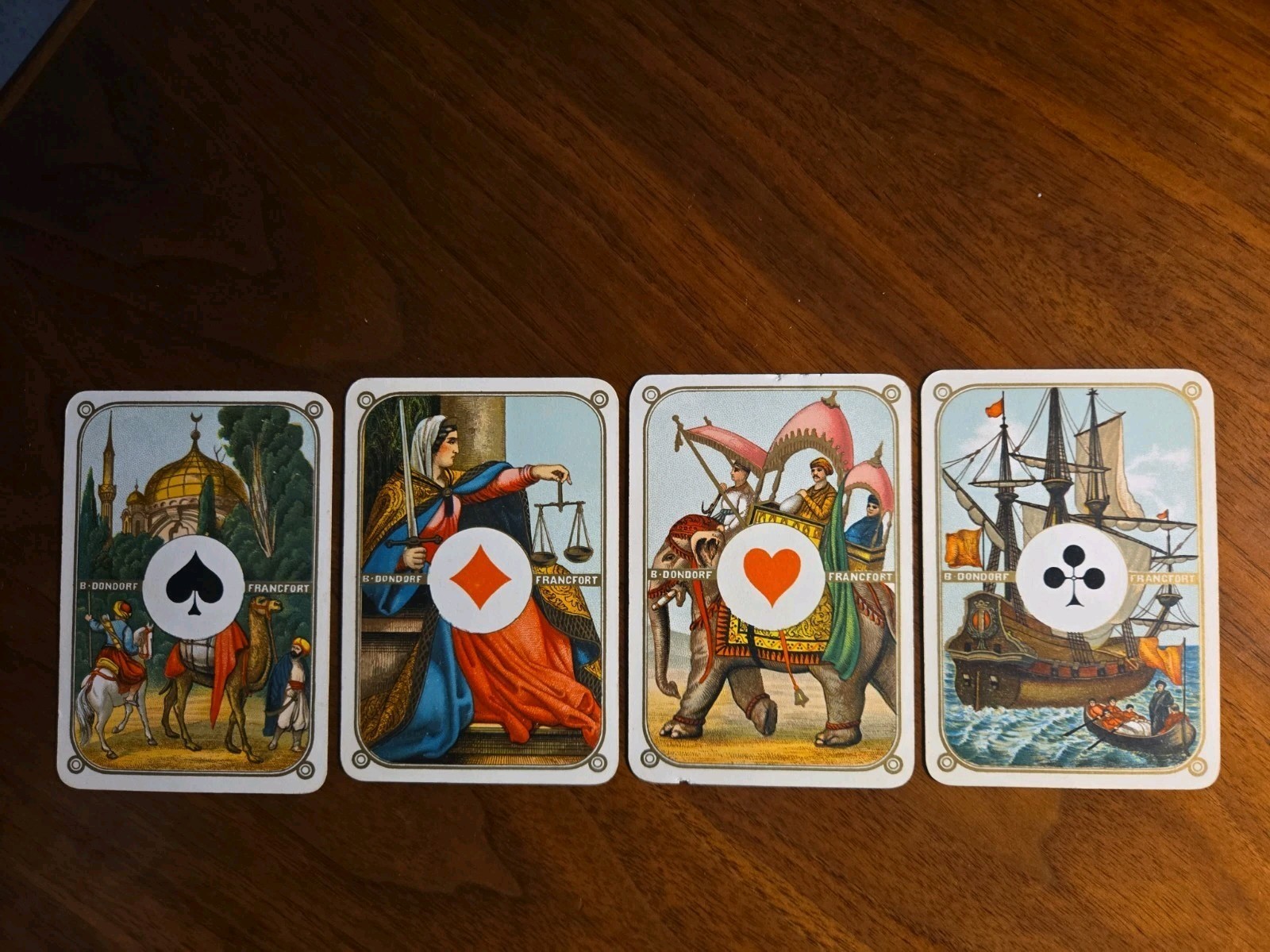 Antique C.1890 B Dondorf No. 207 Four Continents Playing Cards Complete Boxed