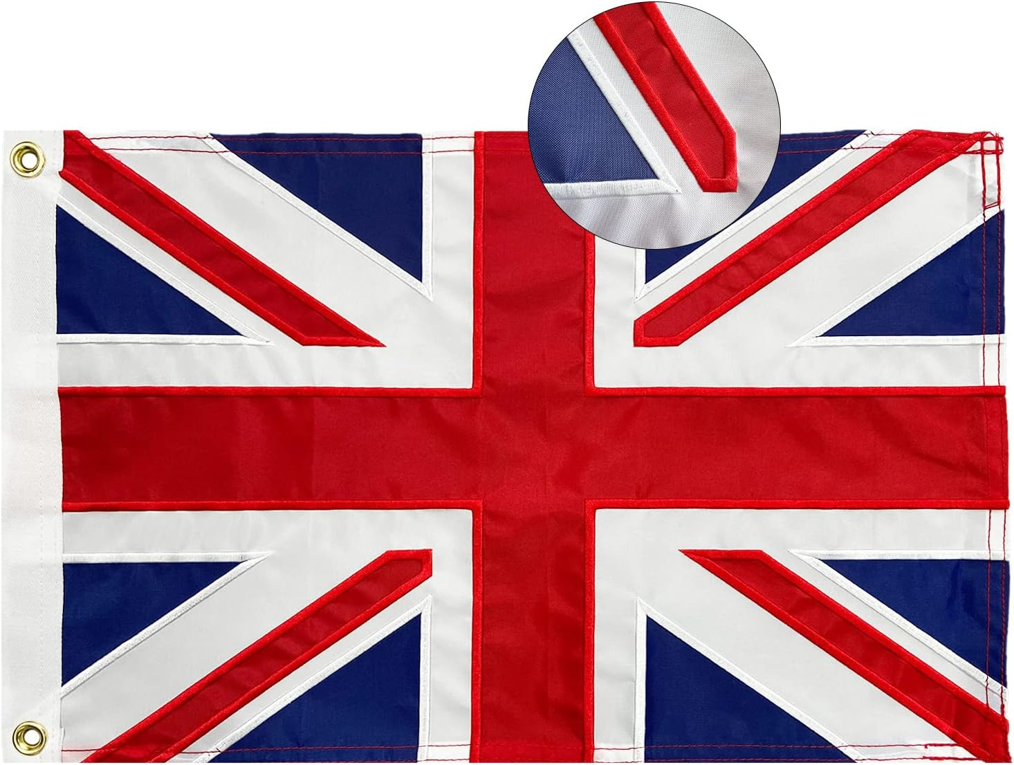 British Flag 12X18 Union Jack England Boat Flags Embroidered Sewn Stripes United