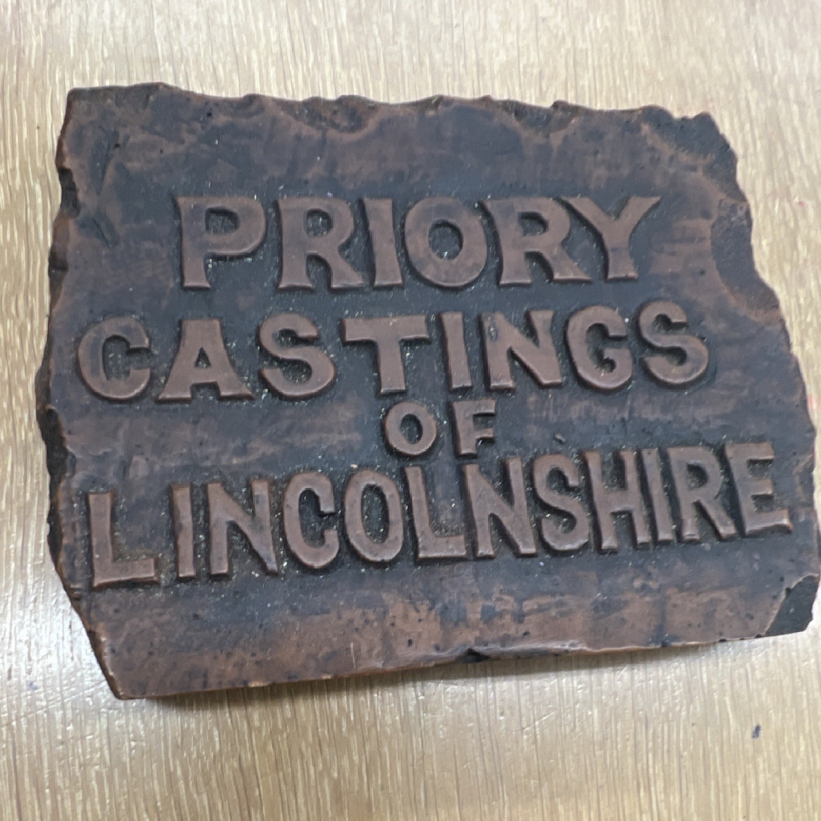 Priory Castings of Lincolnshire Original Brown/Black Advertising Sign Plaque