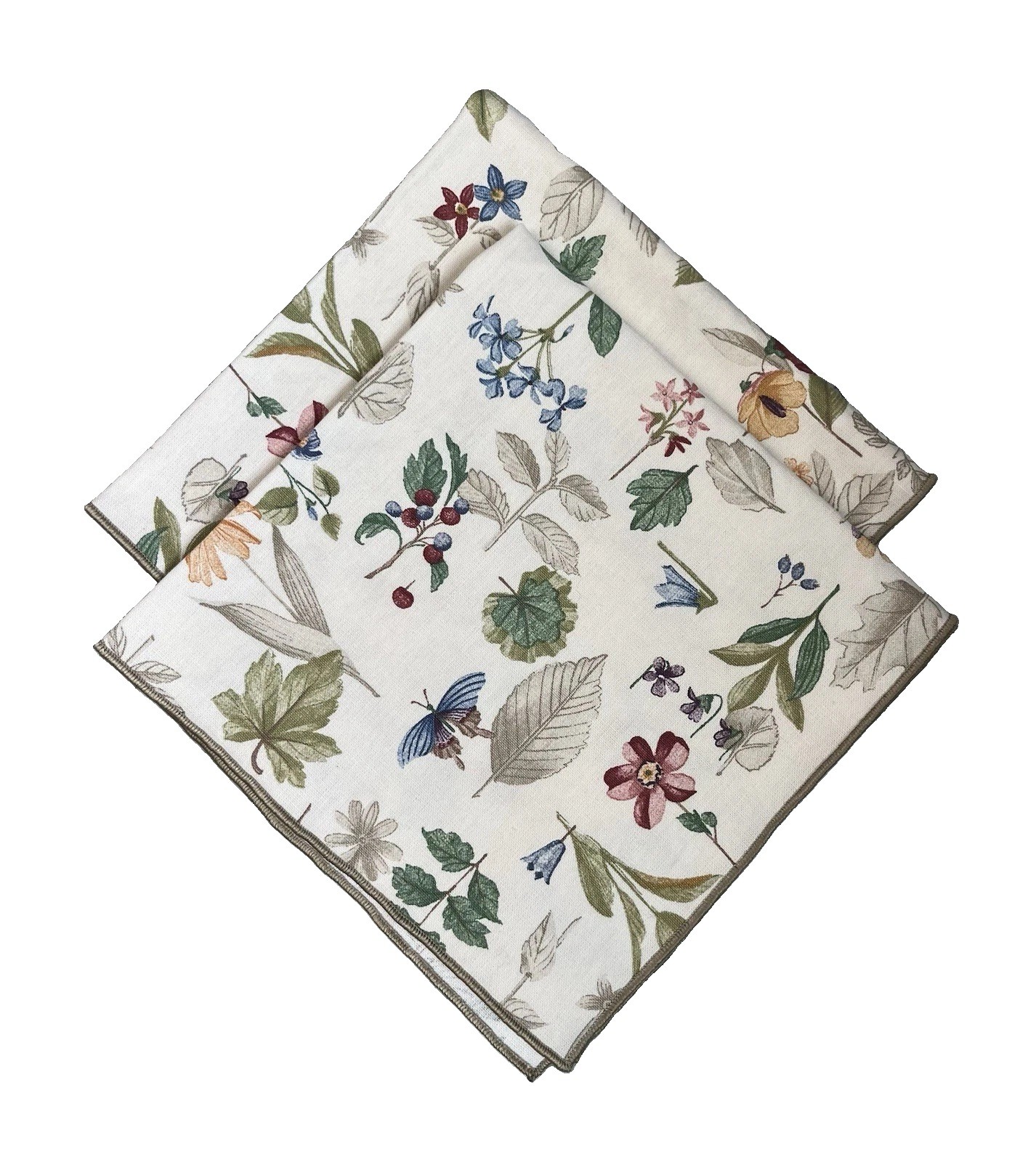 Longaberger Botanical Fields NAPKINS Set of Two Hemmed Edge