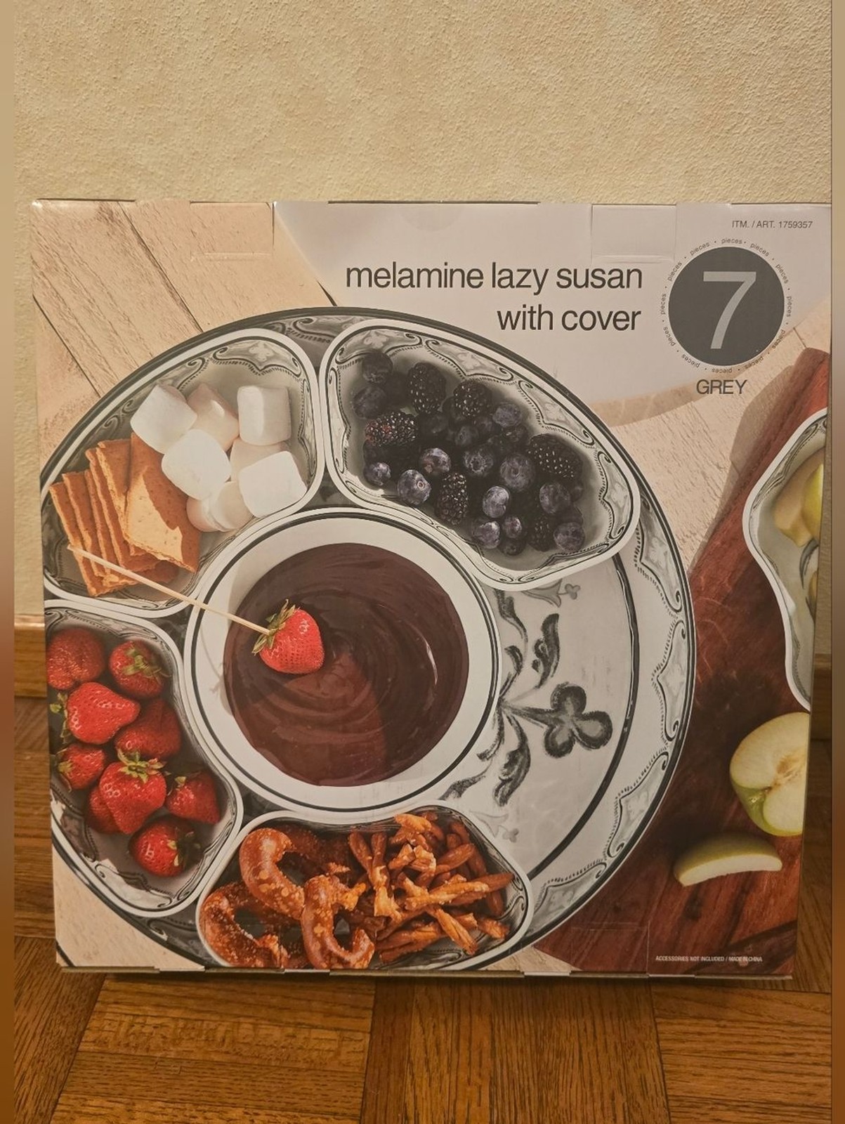 7 Piece Melamine Lazy Susan With Cover Divided Serving Dishes Grey new 2026 7 Piece Melamine Lazy Susan With Cover Divided Serving Dishes Grey new 2026