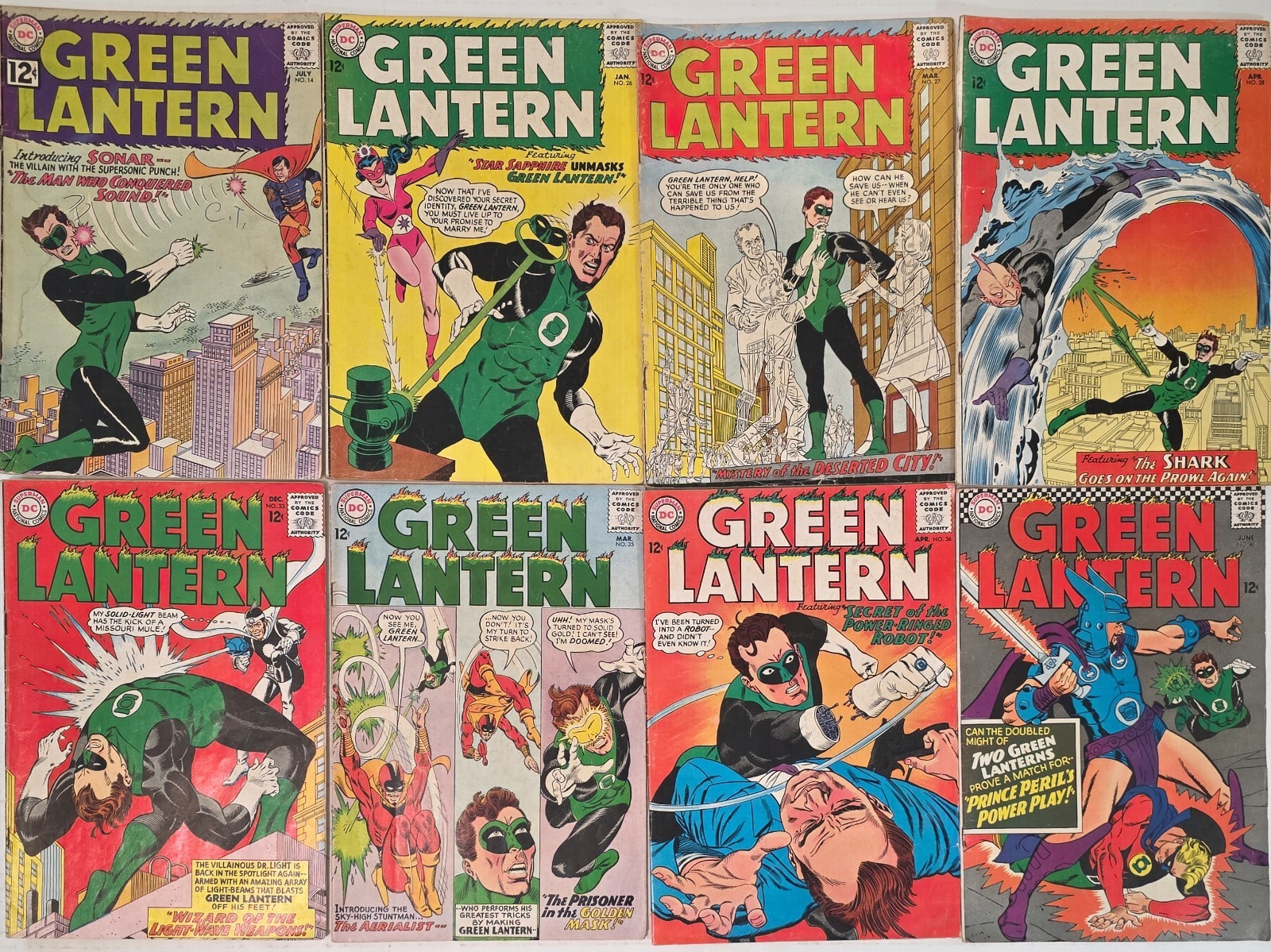 GREEN LANTERN Lot (8) #14-45* VG G Many 1st Apps. Sonar 1962 Gil Kane Silver Age