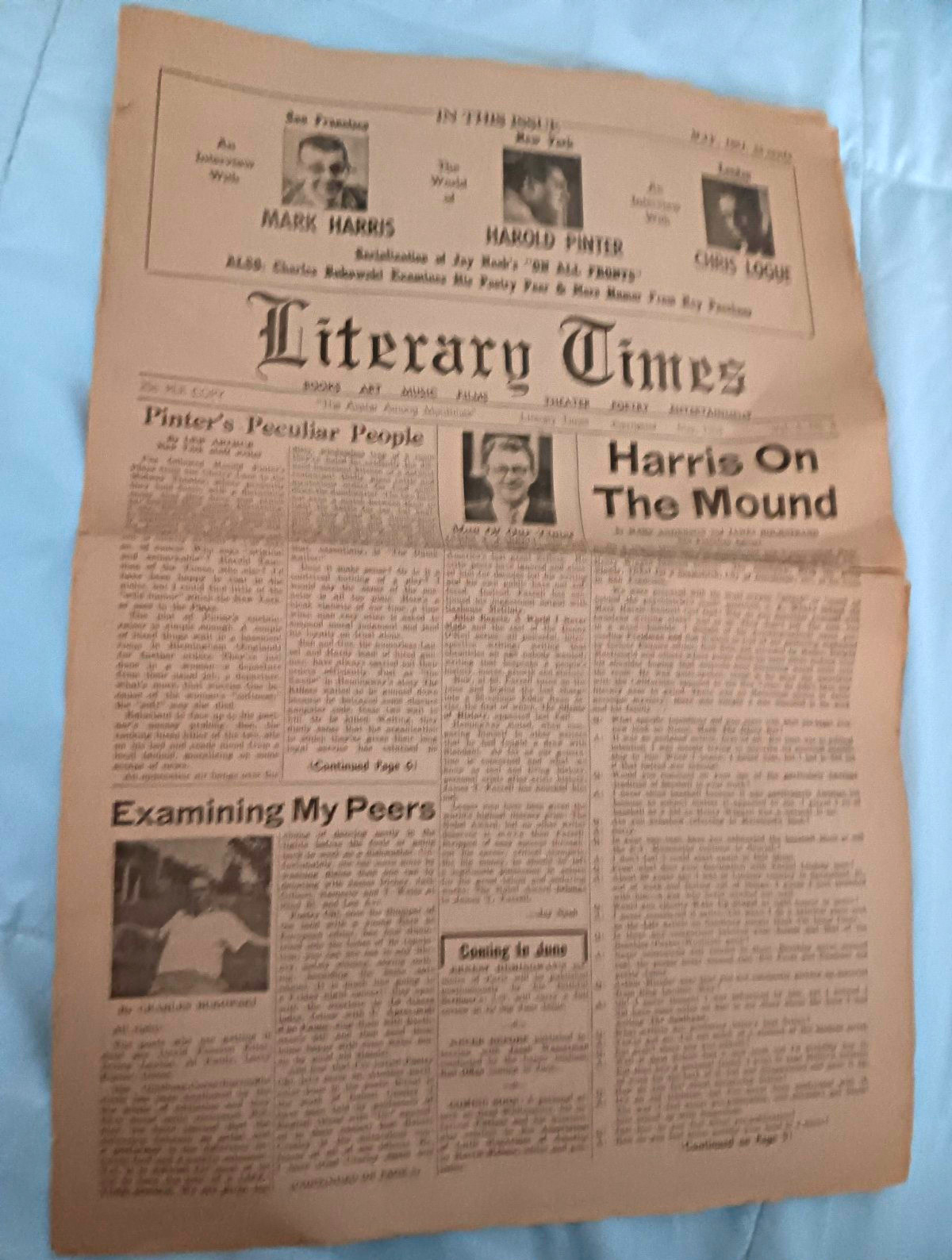 VINTAGE The Literary Times May 1963 Vol 2 No 5 COMPLETE 8 Pages Charles Bukowski