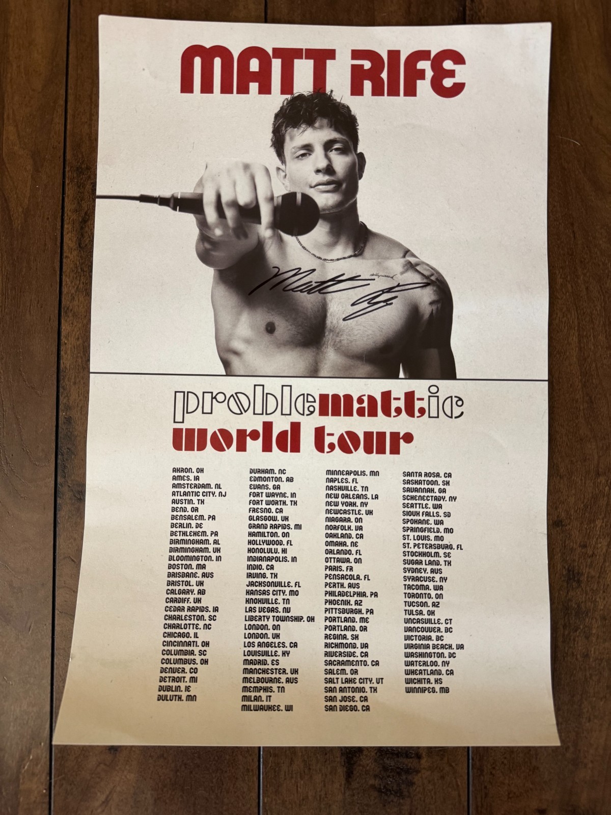Matt Rife Signed Problemattic World Tour Original Poster Autograph