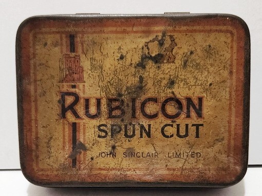Antique Rubicon Spun Cut Pipe Tobacco, Empty Rectangular Tin Antique Rubicon Spun Cut Pipe Tobacco, Empty Rectangular Tin