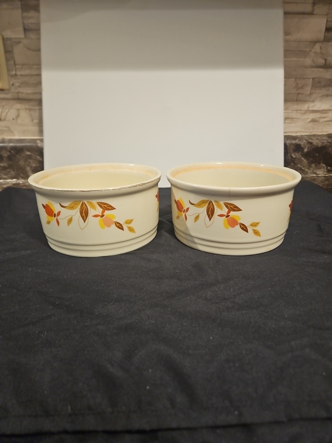 HALL CHINA - JEWEL TEA AUTUMN LEAF - PAIR OF 6 1/2