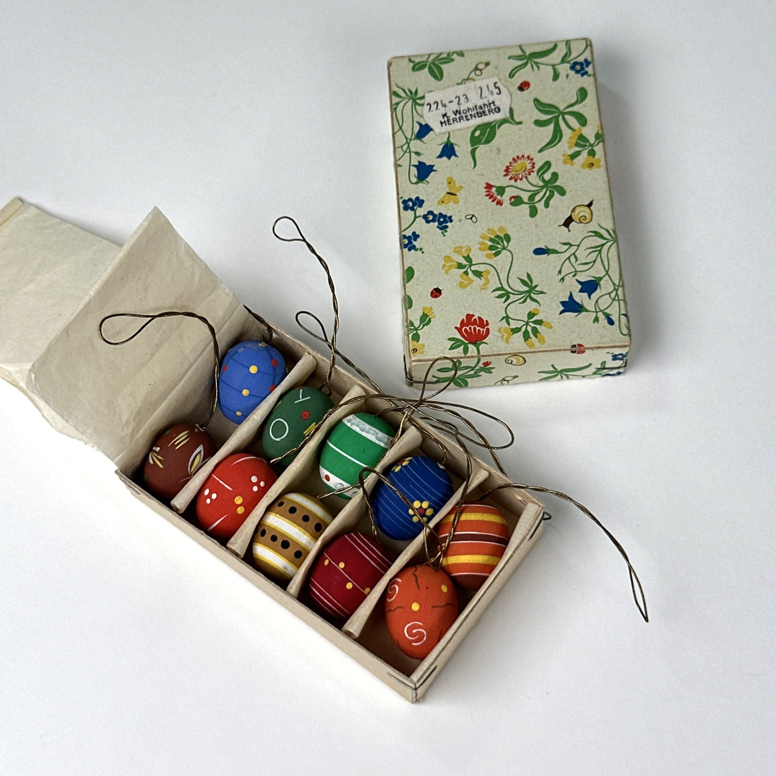 Vtg Kathe Wohlfahrt Easter Ornaments Hand Painted Mini Eggs Herrenberg Germany
