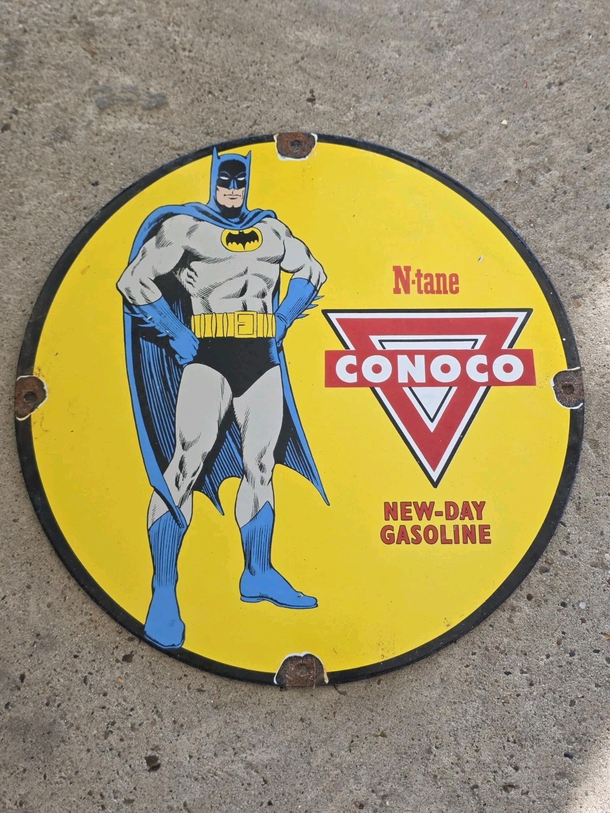 VINTAGE CONOCO N-TANE GAS PORCELAIN GAS STATION PUMP SIGN 12