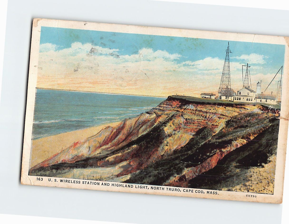 Postcard US Wireless Station and Highland Light North Truro Cape Cod MA USA