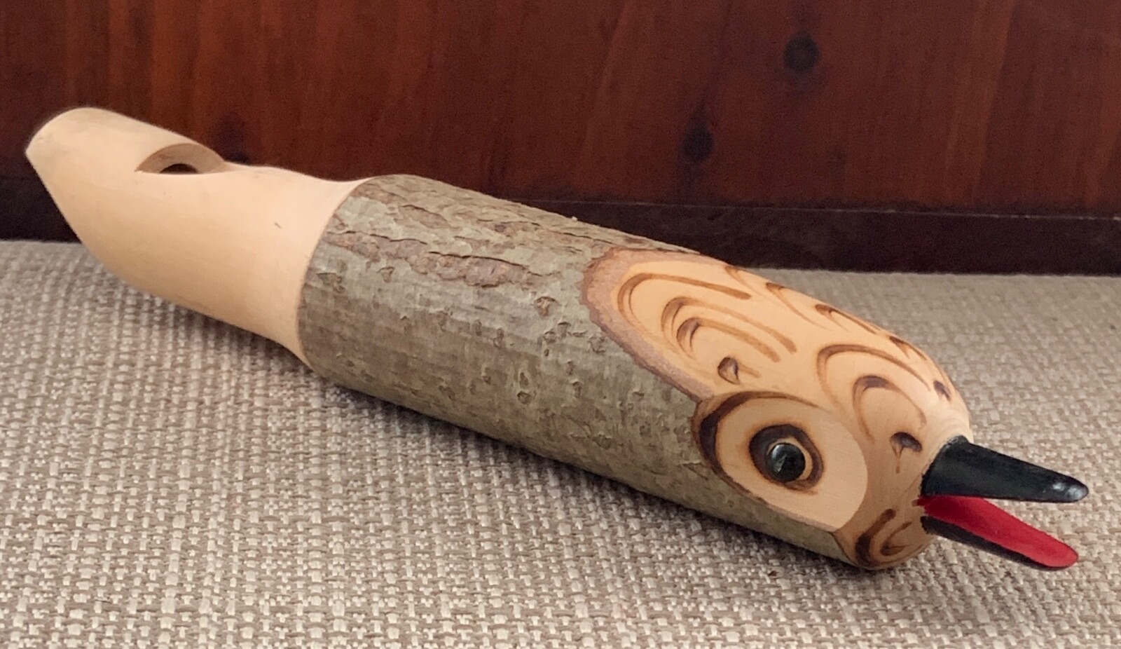 Vintage WOODEN CARVED Artistic BIRD WHISTLE Hand Wood Carved Functional