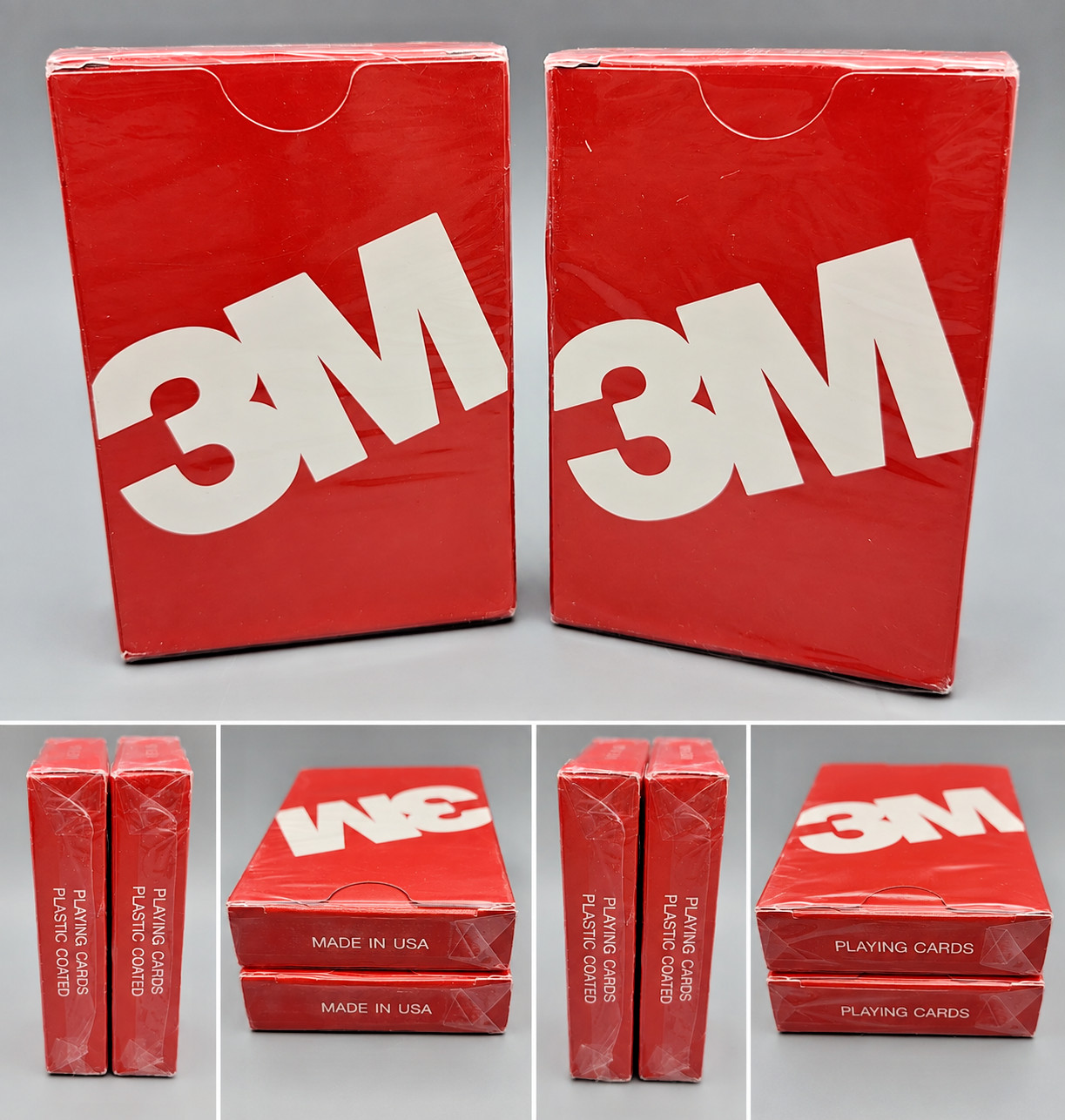 Vintage 3M Playing Cards Lot of 2 Sealed Red Logo Decks Made in USA NOS
