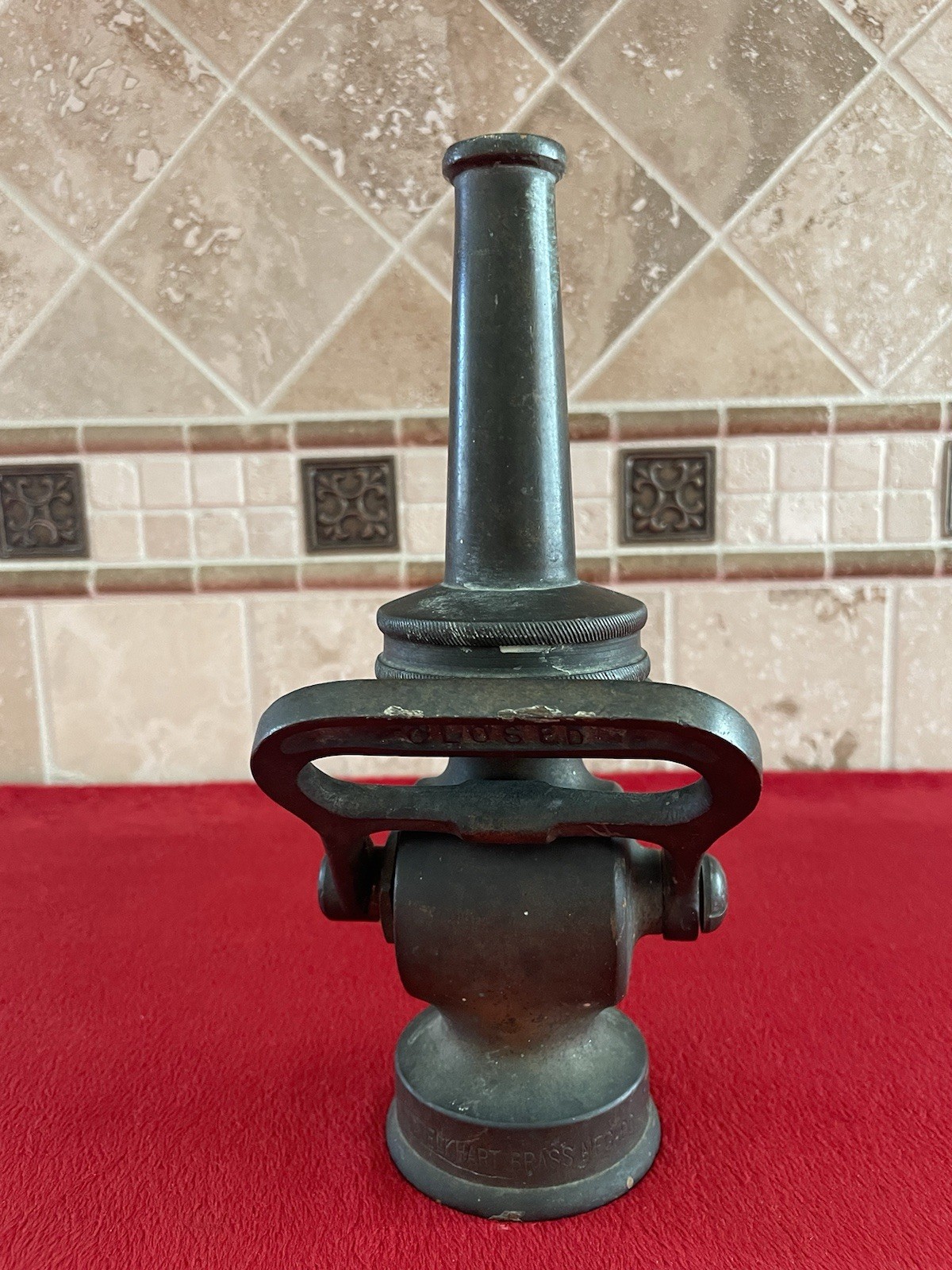 Vintage Elkhart Brass Co. Fire Hose Nozzle Firefighter Department Solid Brass