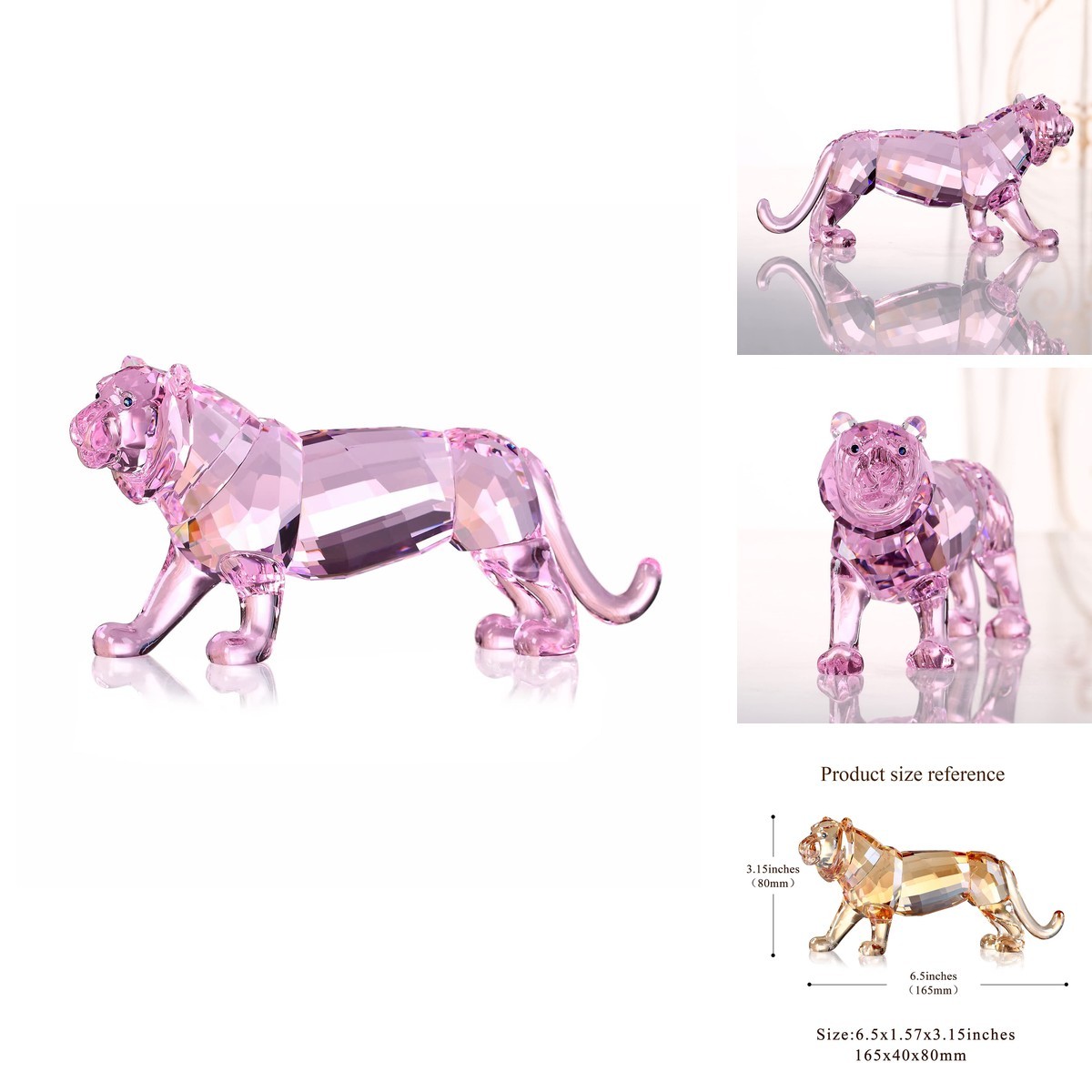 DOJOZ Crystal Tiger Figurine Animals Craft Home Decor Ornaments Collectible