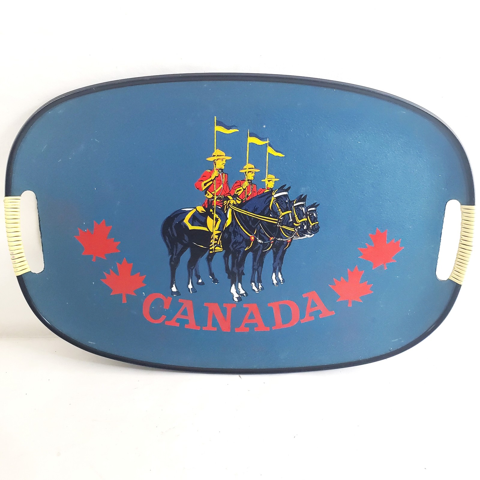 Vintage Canada RCMP Souvenir Serving Tray Maple Leaf Mountie Collectible