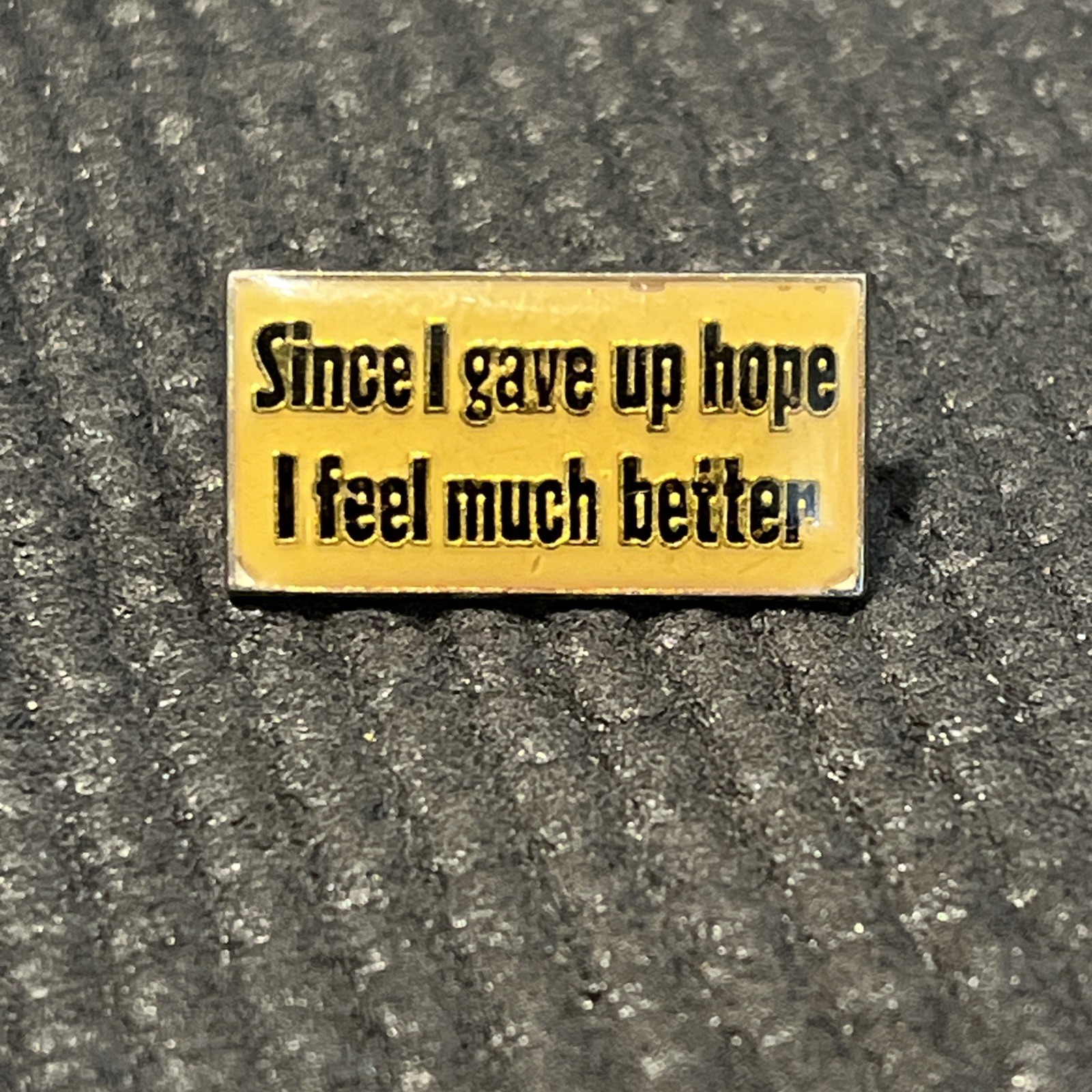 Since I gave Up Hope I feel much better Lapel Hat Pin Vintage Funny  P7599