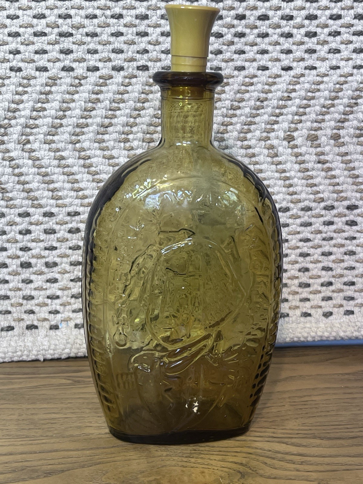 Albany Glass Works George Washington Flask Decanter Brown Antique circa 1847