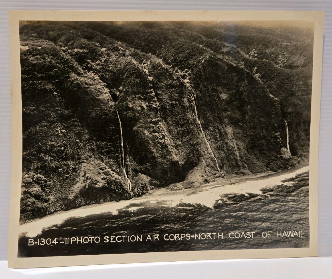 Vintage Hawaii Aerial Photo -  North Coast of Hawaii - Circa 1930 ~7x9.5