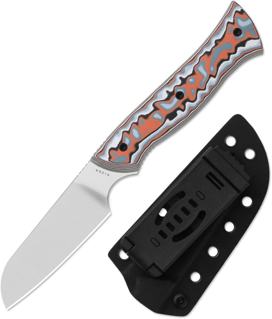 Kizer Whip Tail EDC Fixed Blade Knife w Sheath, AEB-L Blade Micarta Handle - NEW