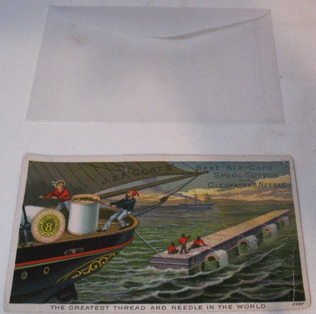 1880s Victorian Trade Card J P Coats Thread Cleopatra Needles New Brunswick NJ