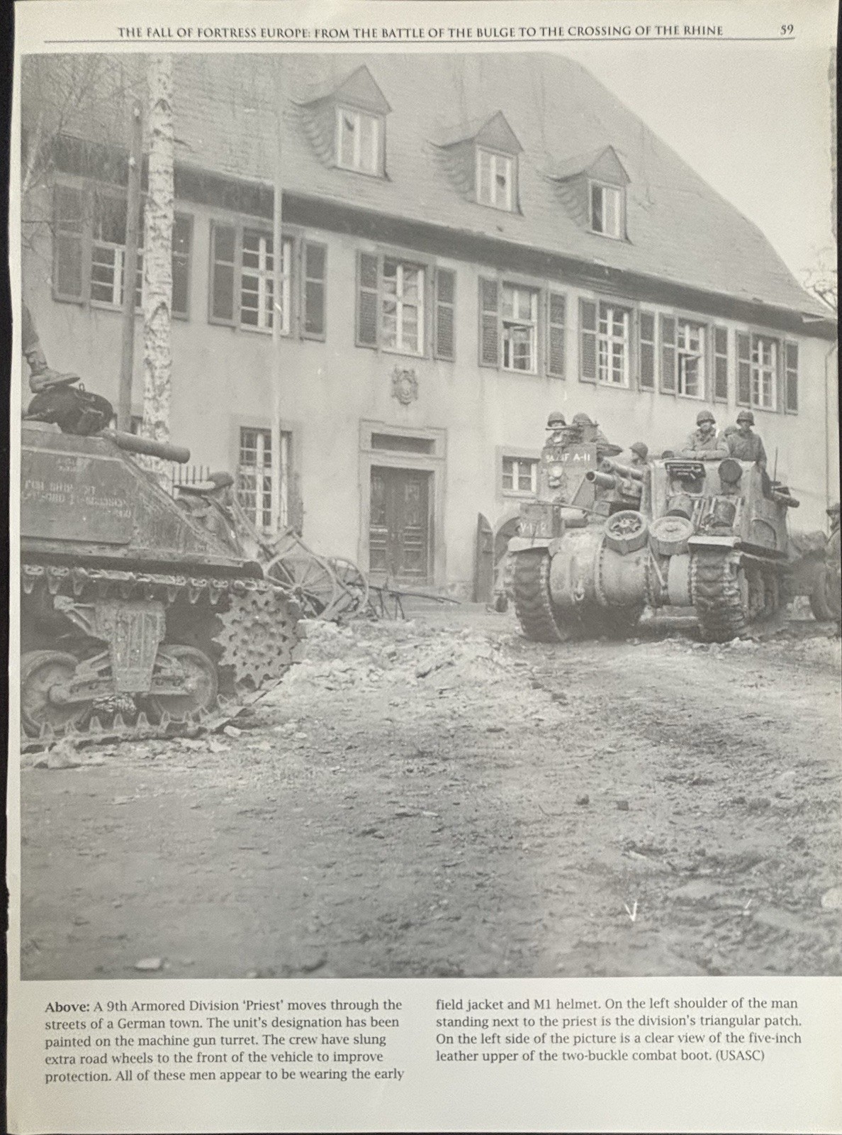 Book Clipping Photo 9th Armored Division Preist Germany WWII 