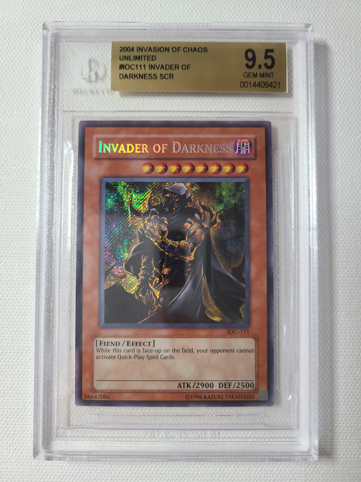 BGS 9.5 Yu-Gi-Oh Invader of Darkness IOC BGS 9.5 Yu-Gi-Oh Invader of Darkness IOC