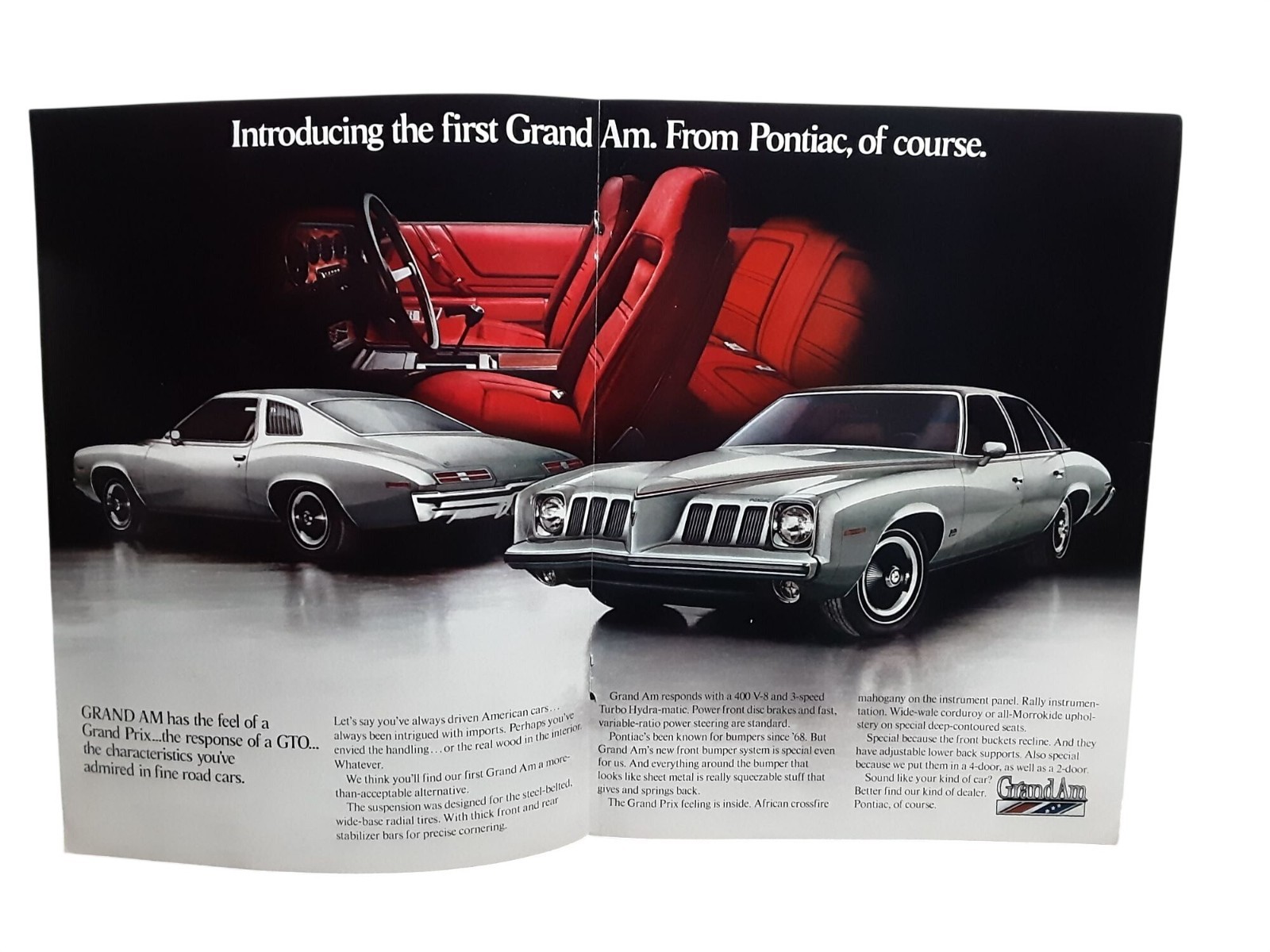 1972 Pontiac Grand Am Vintage Print Ad 4 Page Uncut 1973 Model GM