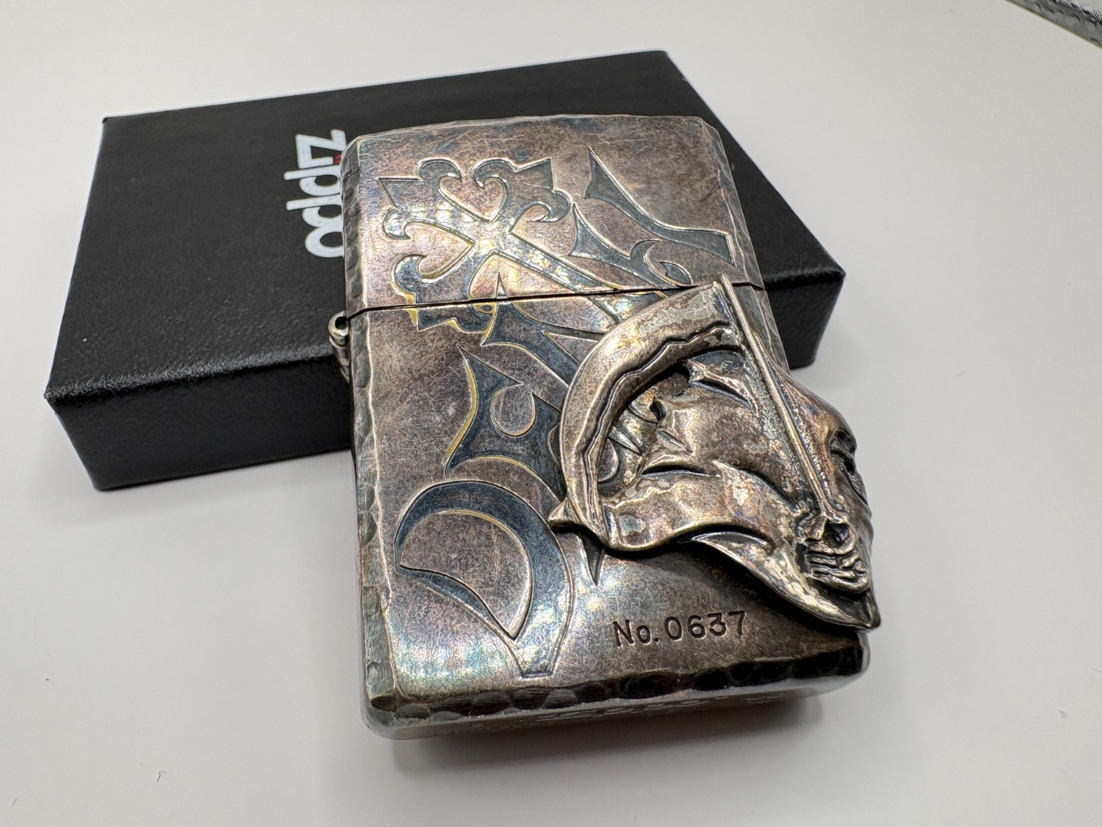2006 Zippo Japan Limited No.0637 3D Grim Reaper Sculpture Silver Tone w/ Box