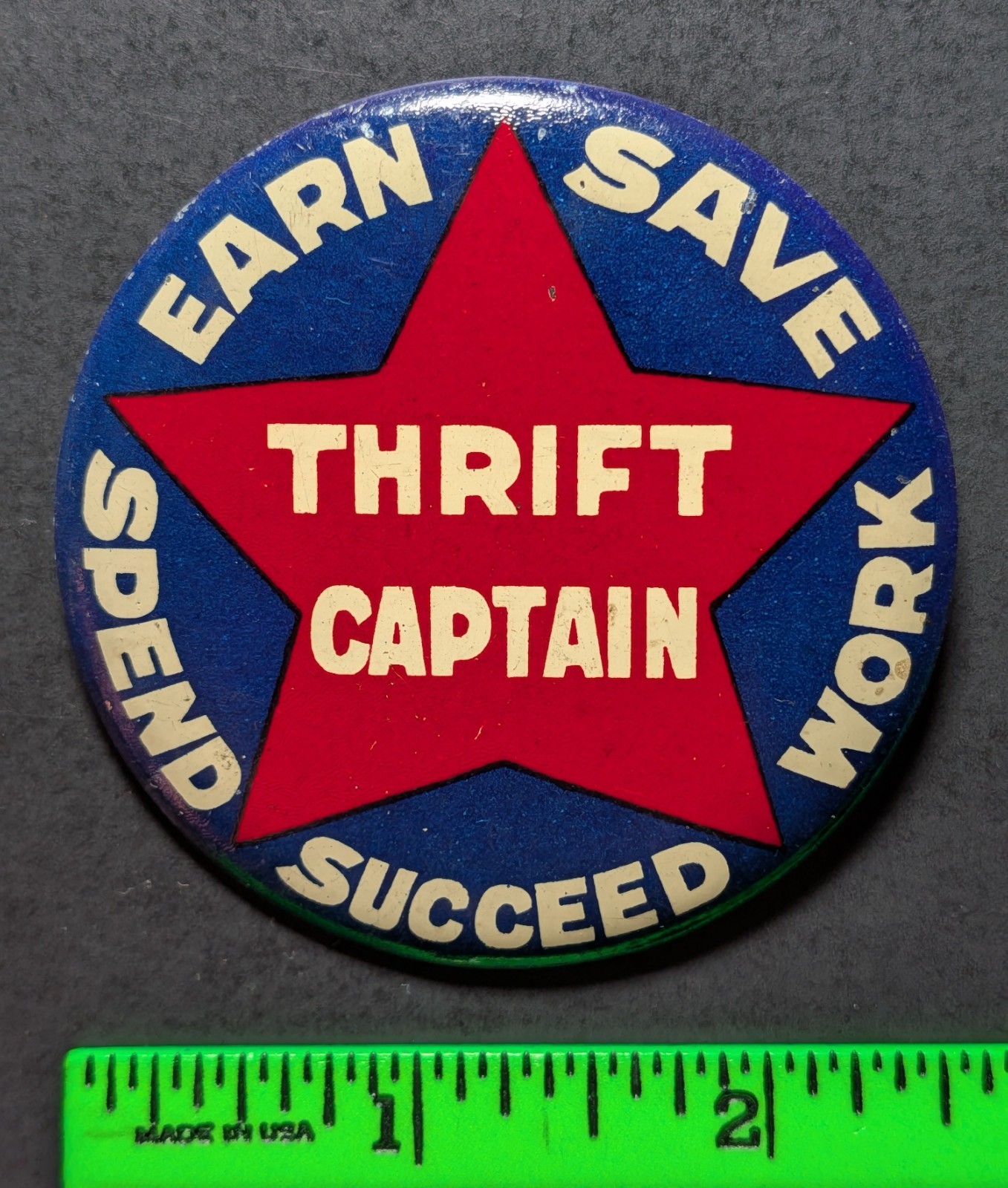 Vintage Thrift Captain Pinback Pin