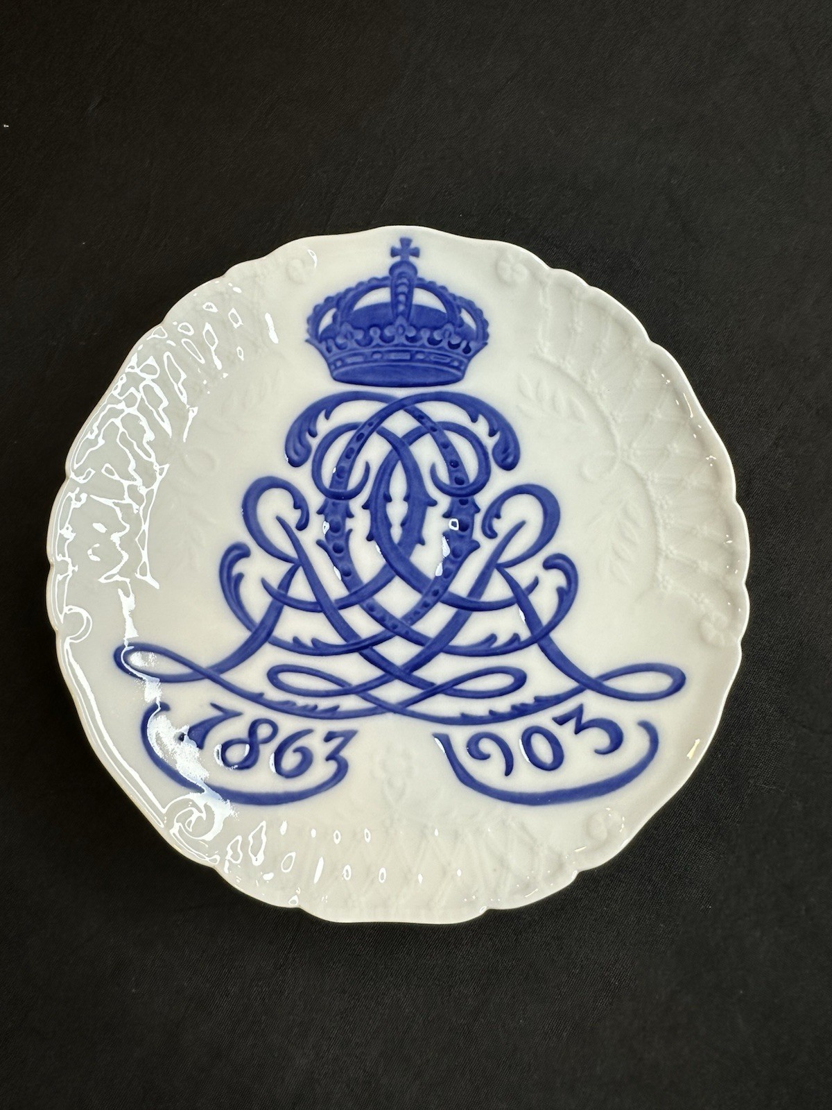 Antique 1863-1903 Royal Copenhagen Memorial Plate Christian IX 40th Anniversary