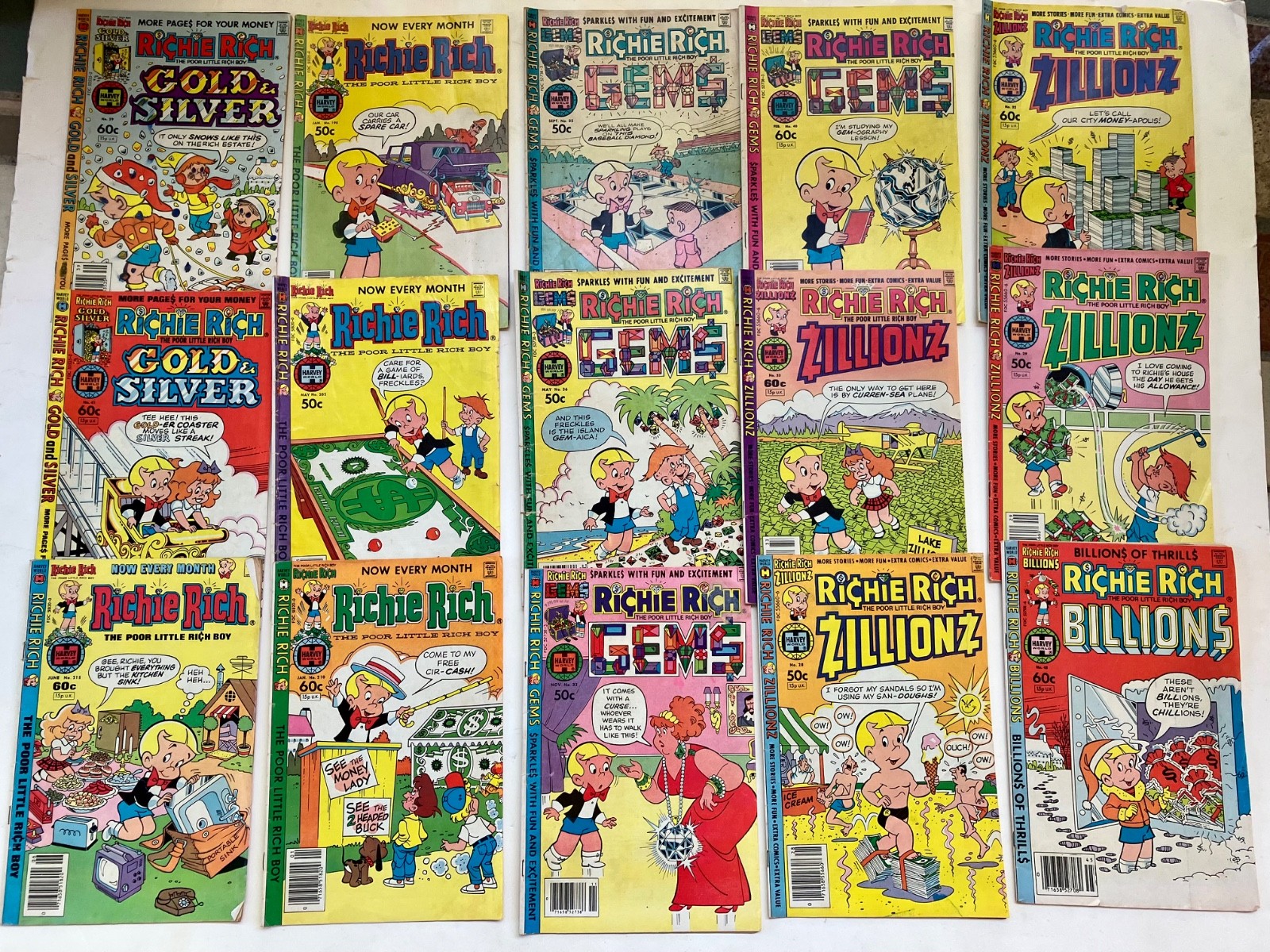 15 Vintage RICHIE RICH Comic Books Various 50-cent to 60-cent Issues -- LOT #2 15 Vintage RICHIE RICH Comic Books Various 50-cent to 60-cent Issues -- LOT #2