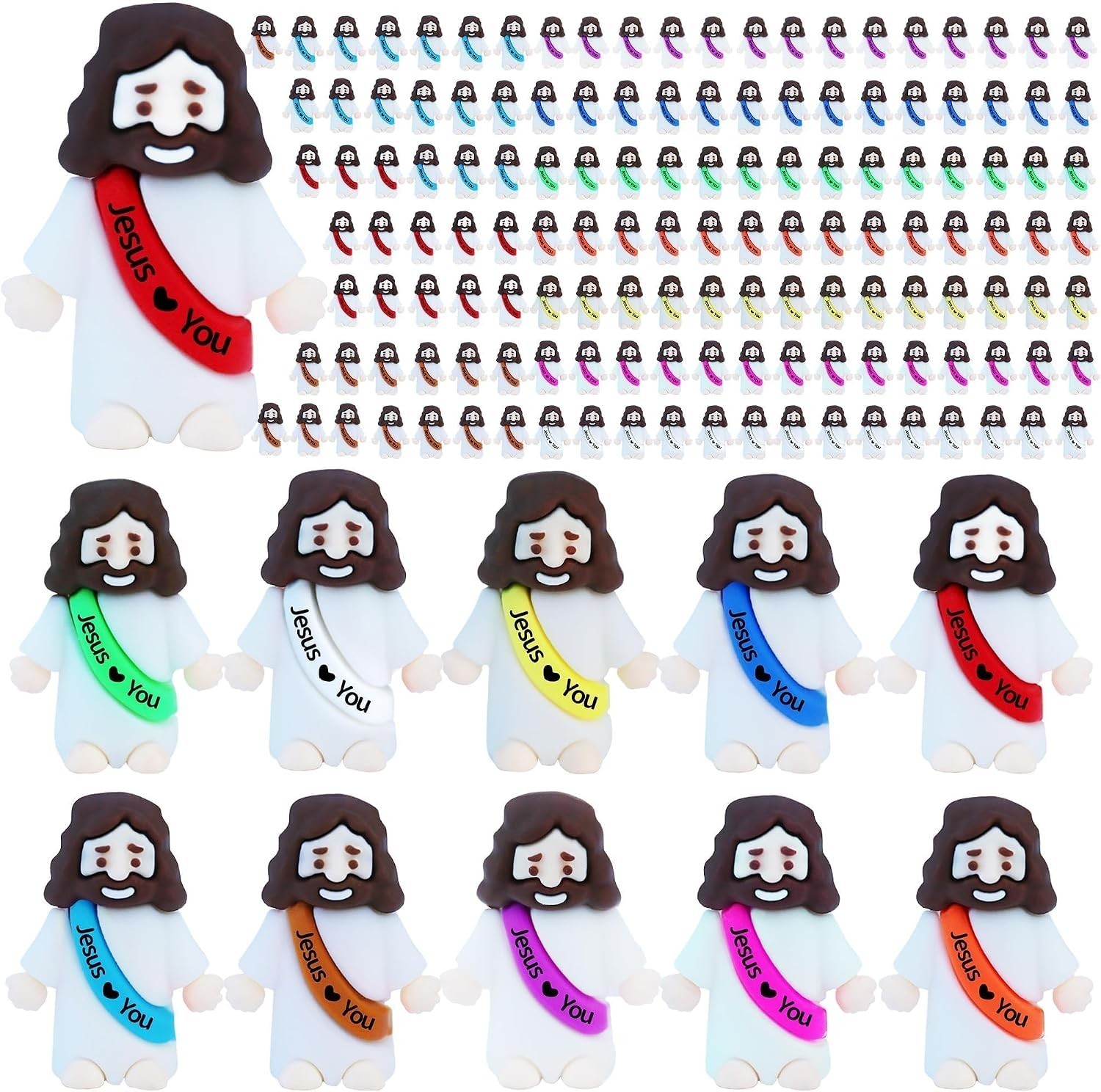 200 Pcs Little Jesus Figures– Rubber Mini Jesus Figurines in Bulk Christian Doll