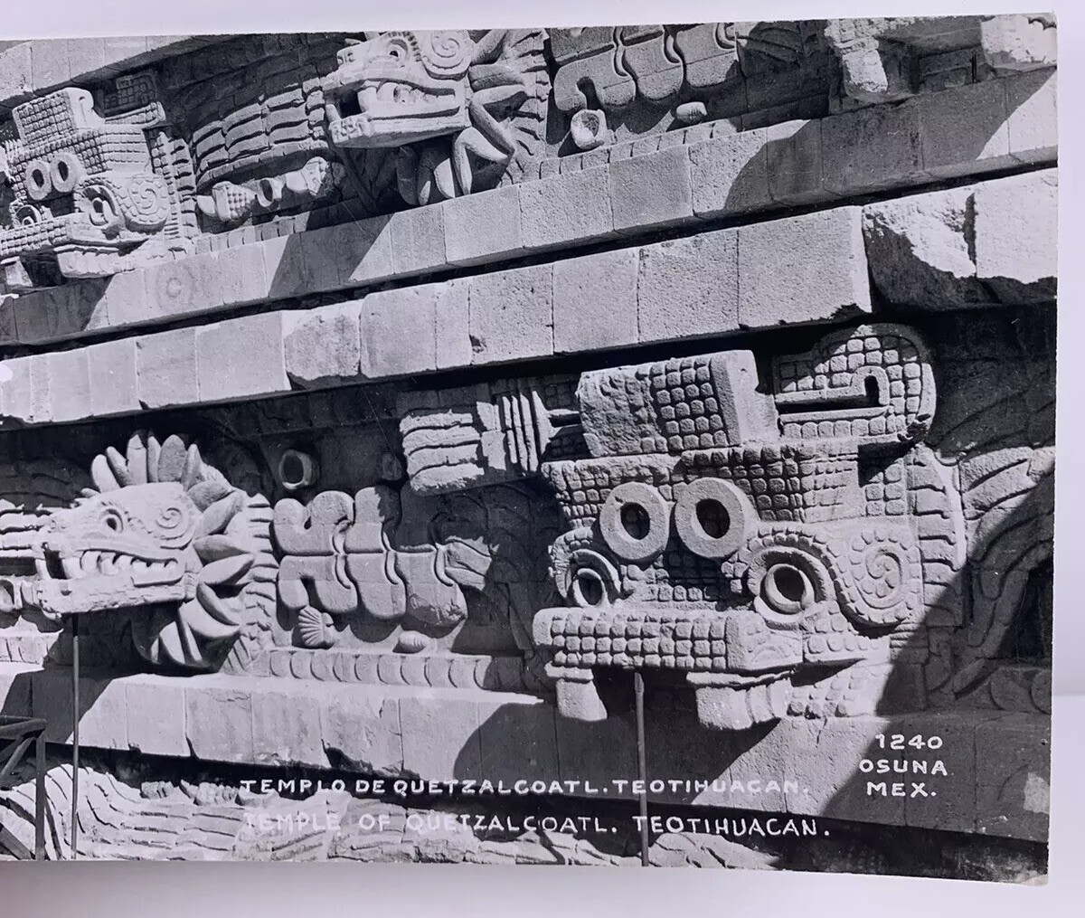 Vintage Real Photo Postcard Mexico Temple Templo De Quetzalcoatl Teotihuacan